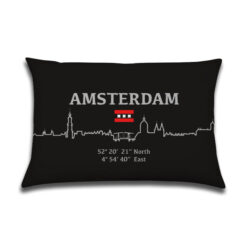 Buitenkussen Amsterdam Skyline coordinaten zwart grijs