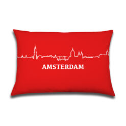 Buitenkussen Amsterdam Skyline rood wit