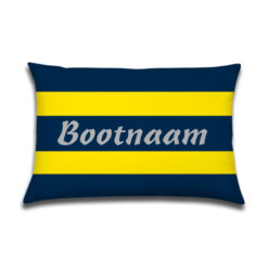 Bootkussens met naam Navy blue met gele lijnen
