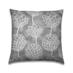 Buitenkussen Tuinkussen Grayscale graphic flowers
